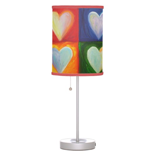 4 Love Hearts Inspirational Art Table Lamps (Right)