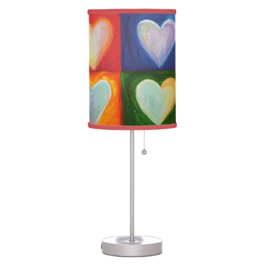4 Love Hearts Inspirational Art Table Lamps (Left)