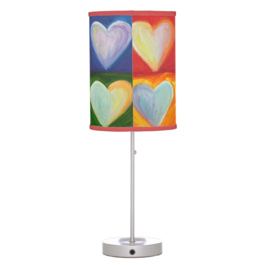 4 Love Hearts Inspirational Art Table Lamps (Back)