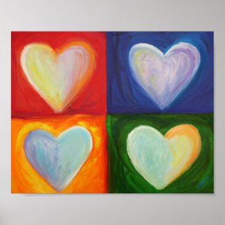 4 Love Hearts Painting Art Poster Prints