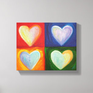 4 Love Hearts Painting Canvas Art Print