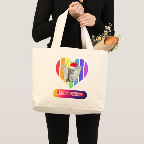 4Merry catmas Large Tote Bag