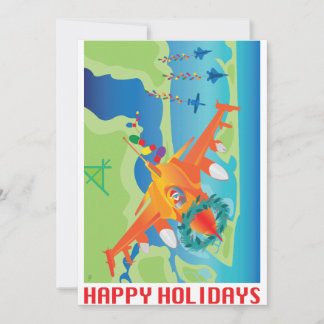 4 Military Jets Holiday Card