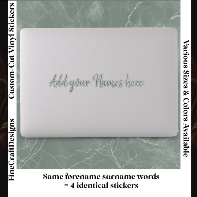 4 Modern Custom Name Laptop Stickers Set Green (Creator Uploaded)