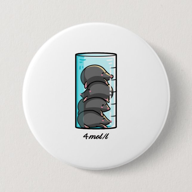 4 Moles Per Liter Chemistry Science Joke Button (Front)