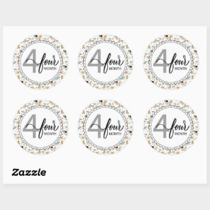 4 Month Milestone Baby Giraffes and Balloons Classic Round Sticker