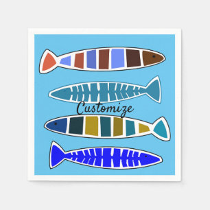 4 Multi-colored striped fish Thunder_Cove Napkins