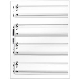 4 Musical Grand Staffs Staves Systems Empty Blank Dry Erase Board