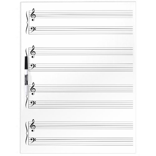 4 Musical Grand Staffs Staves Systems Empty Blank Dry Erase Board