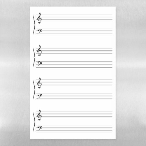 4 Musical Grand Staffs Staves Systems Empty Blank Magnetic Dry Erase Sheet