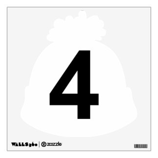 4 - number four baby beanie wall decal