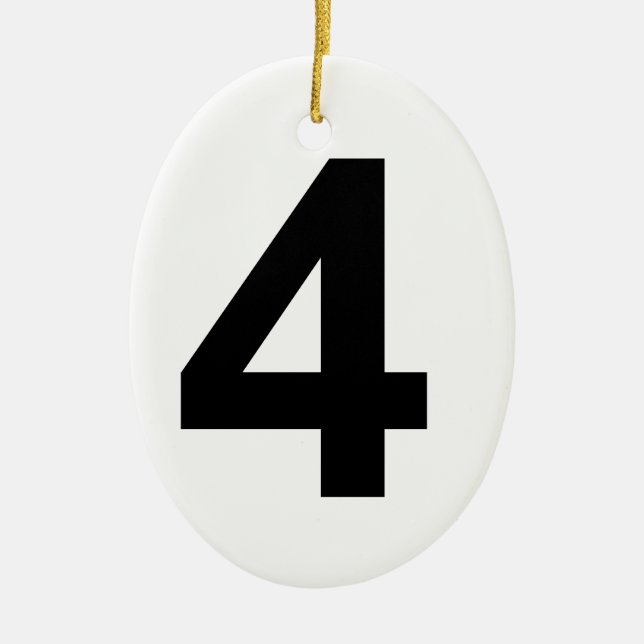 4 - number four ceramic ornament (Front)