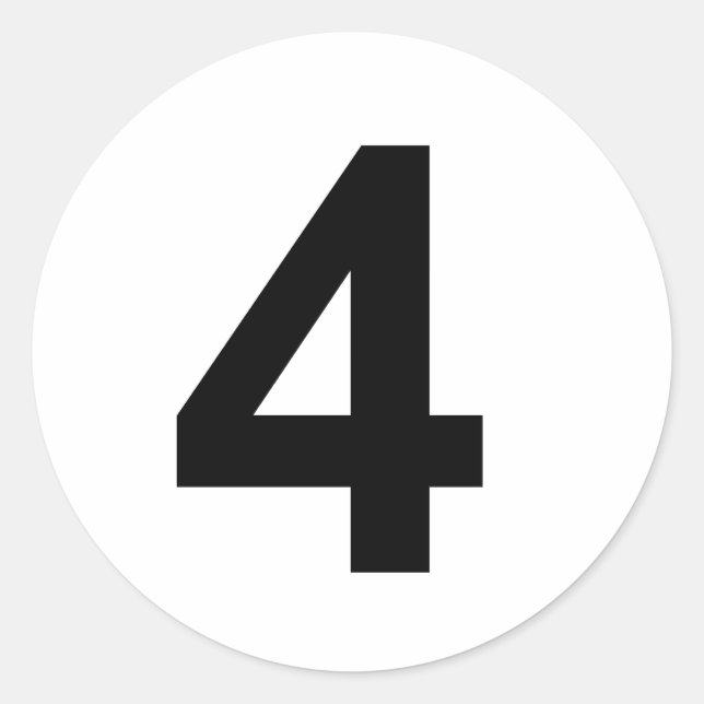 4 - number four classic round sticker (Front)