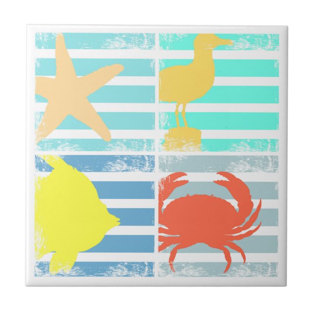 4 Ocean Design Squares Tile (Front)