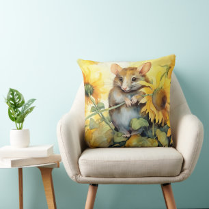 4 of 17 Sunflower Garden Miceville Throw Pillow