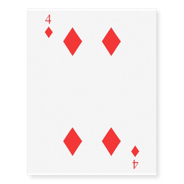 4 of Diamonds Temporary Tattoos (Front)