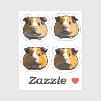 4 Orange and white Guinea Pigs Sticker