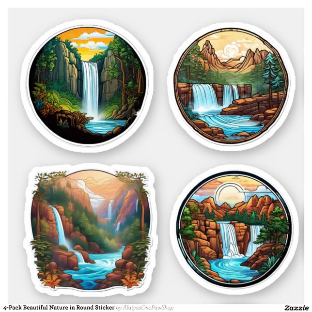 4-Pack Beautiful Nature in Round Sticker (Creator Uploaded)