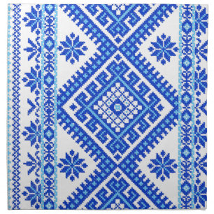 4 Pack Cotton Napkins Ukrainian Blue Embroidery