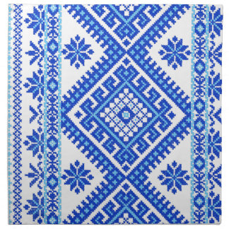 4 Pack Cotton Napkins Ukrainian Blue Embroidery