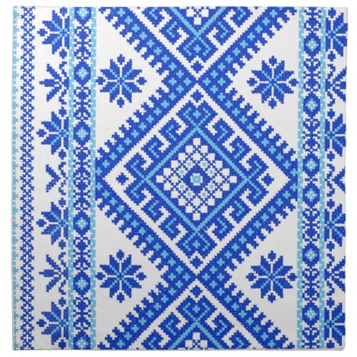 4 Pack Cotton Napkins Ukrainian Blue Embroidery