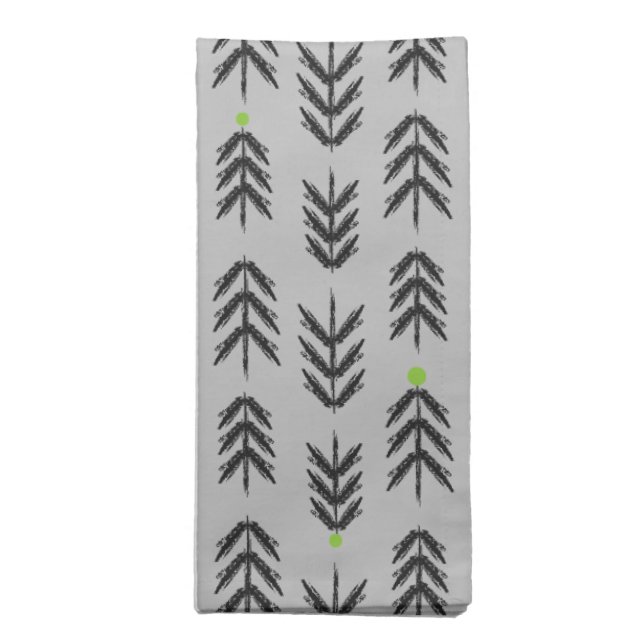 4-Pack Gran Grid Green On Gray Bottom Cloth Napkin (Folded)