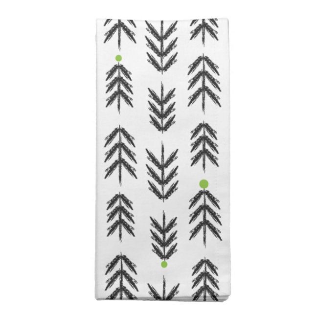 4-pack Gran Grid - Green on white bottom Cloth Napkin (Folded)