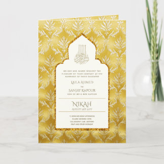 4 Page GOLD Ornate Islamic NIKAH WALIMA Wedding  C Card