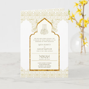 4 Page GOLD Ornate Islamic NIKAH WALIMA Wedding Card