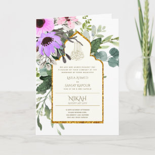 4 Page NIKAH WALIMA Invite Pink Floral Islamic Wed