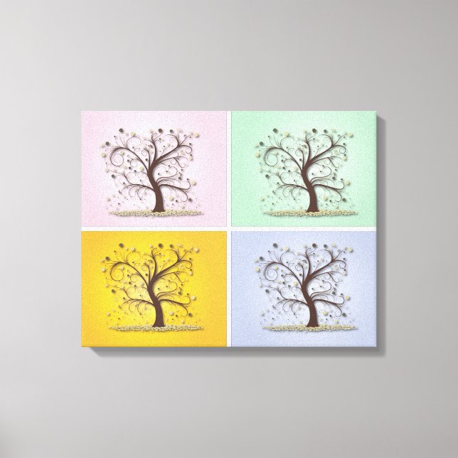 4-Panel 4-Seasons Trees Canvas Print (Front)