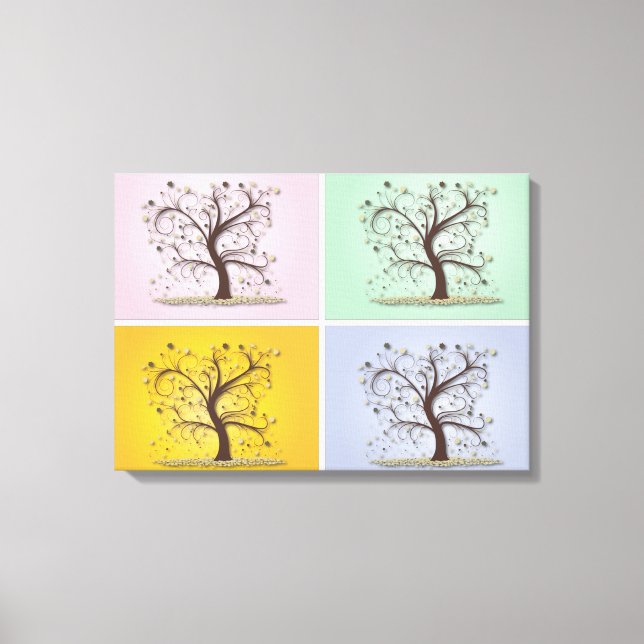 4-Panel 4-Seasons Trees Canvas Print (Front)