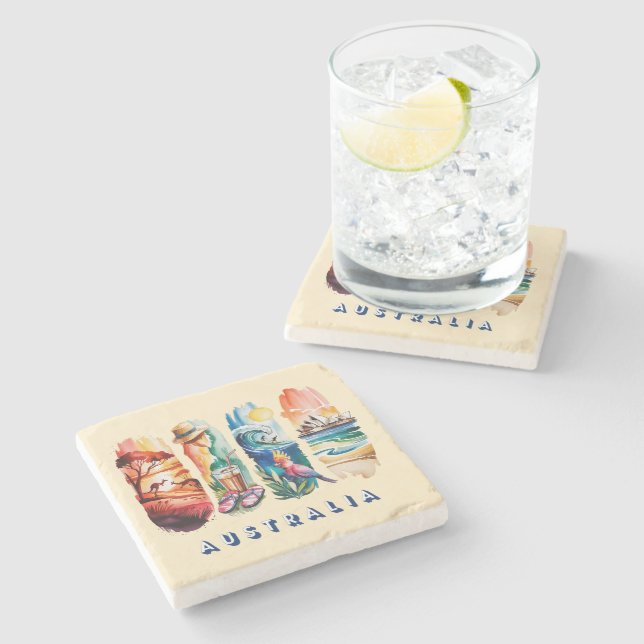 4-Panel Scenic Australia Stone Coaster (Side)