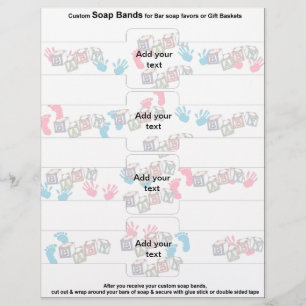 4 per sheet Bar Soap Bands Baby Shower Paper Favor