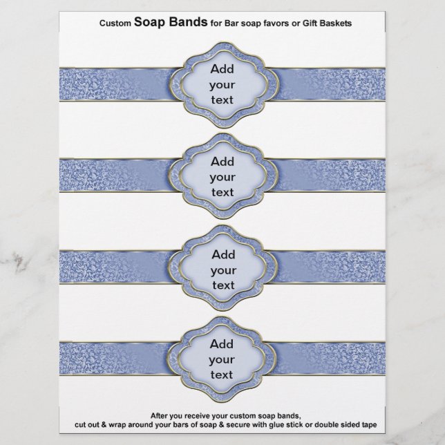 4 per sheet Soap Band Blue Ribbon Bridal favors (Front)