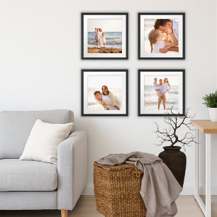 4 Personalized 12x12 Family Photo – Wood Framed Wall Art Sets