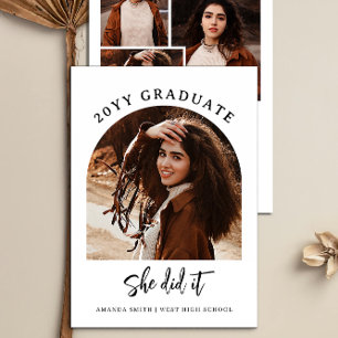 4 Photo (2 sided) Script Graduation Quotes Arches Invitation