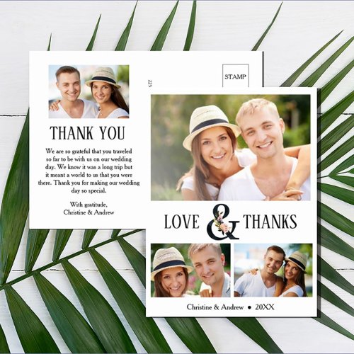 4 Photo 3  1 Floral Ampersand Wedding Thank You Postcard