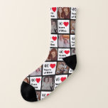 4 Photo 40th Wedding Anniversary Gift Socks<br><div class="desc">These super-cute, customizable, 4-photo, 40th wedding anniversary socks make a fun gift for your wife, husband, girlfriend or boyfriend. The simple, modern, design features a bold font in black and red hearts. The text and photos can be changed using the text and photo templates. The colors of the hearts and...</div>