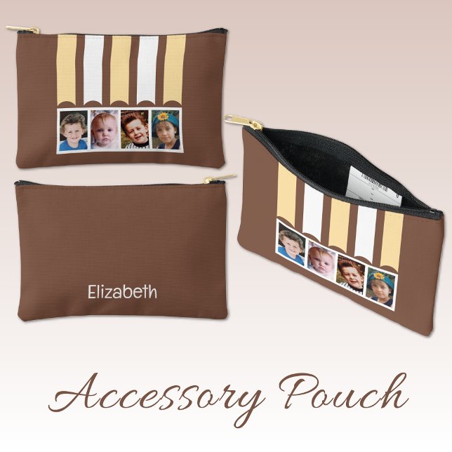4 photo add name white brown peach accessory pouch (Creator Uploaded)
