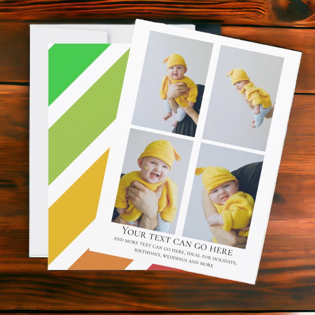 4 Photo and stripped back template (4 Photo and stripped back template flat card, ideal for birthdays, Christmas & more from Ricaso)
