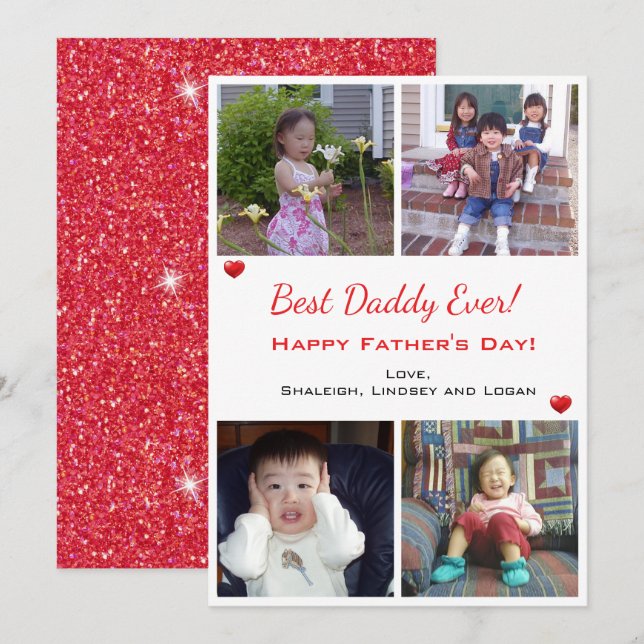 4 Photo Best Daddy Ever Fathers Day Holiday Card (Front/Back)