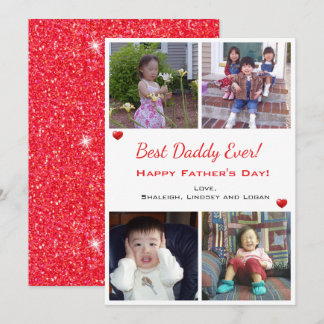 4 Photo Best Daddy Ever Fathers Day Holiday Card