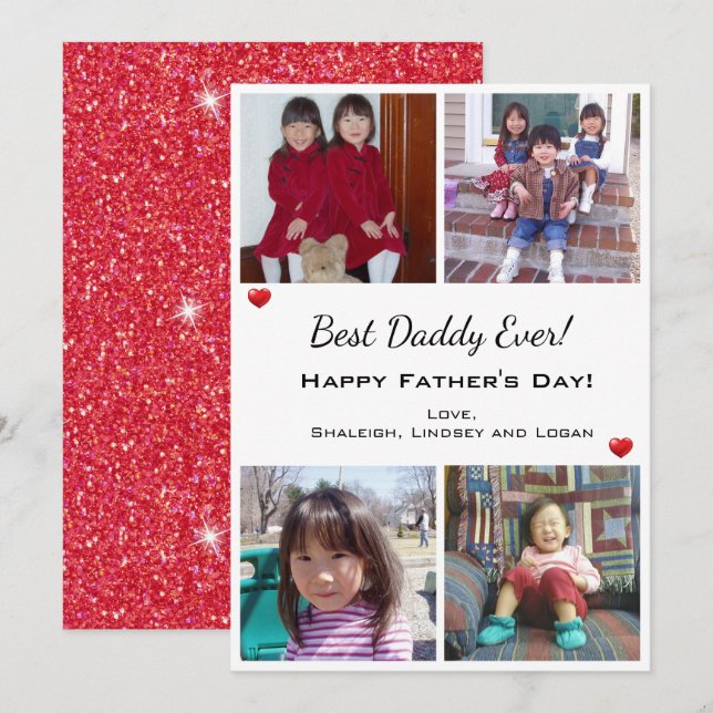 4 Photo Best Daddy Ever Fathers Day Holiday Card (Front/Back)