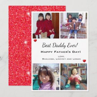 4 Photo Best Daddy Ever Fathers Day Holiday Card