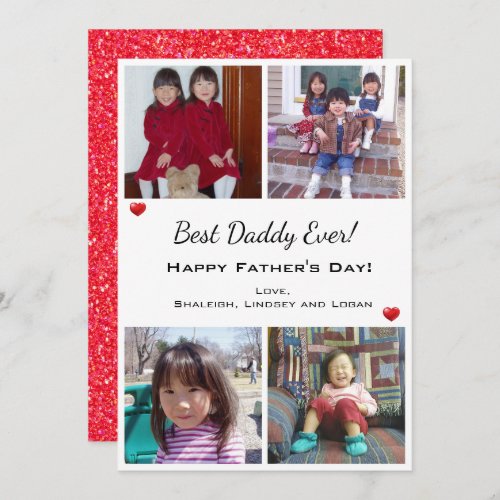4 Photo Best Daddy Ever Fathers Day Holiday Card
