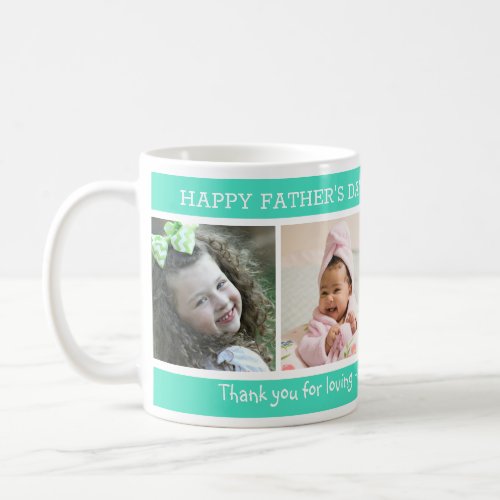 4 Photo Best Step Dad Ever Fathers Day  Green Coffee Mug