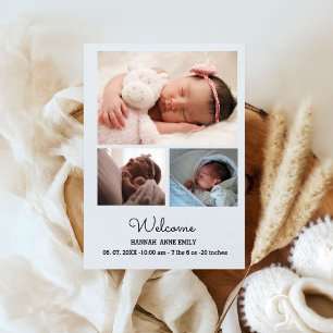 4 photo Birth Announcement card New Baby card
