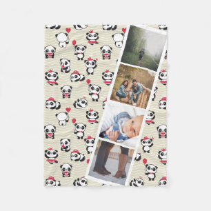 4 Photo Booth Cute Panda Bear Personalized Fleece Blanket