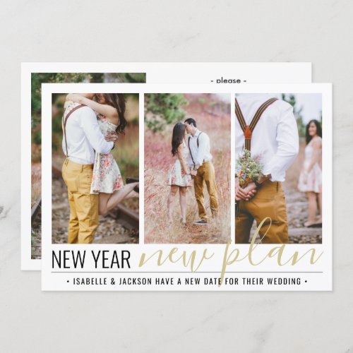 4 Photo Change of Plans Wedding New Years Holiday Save The Date